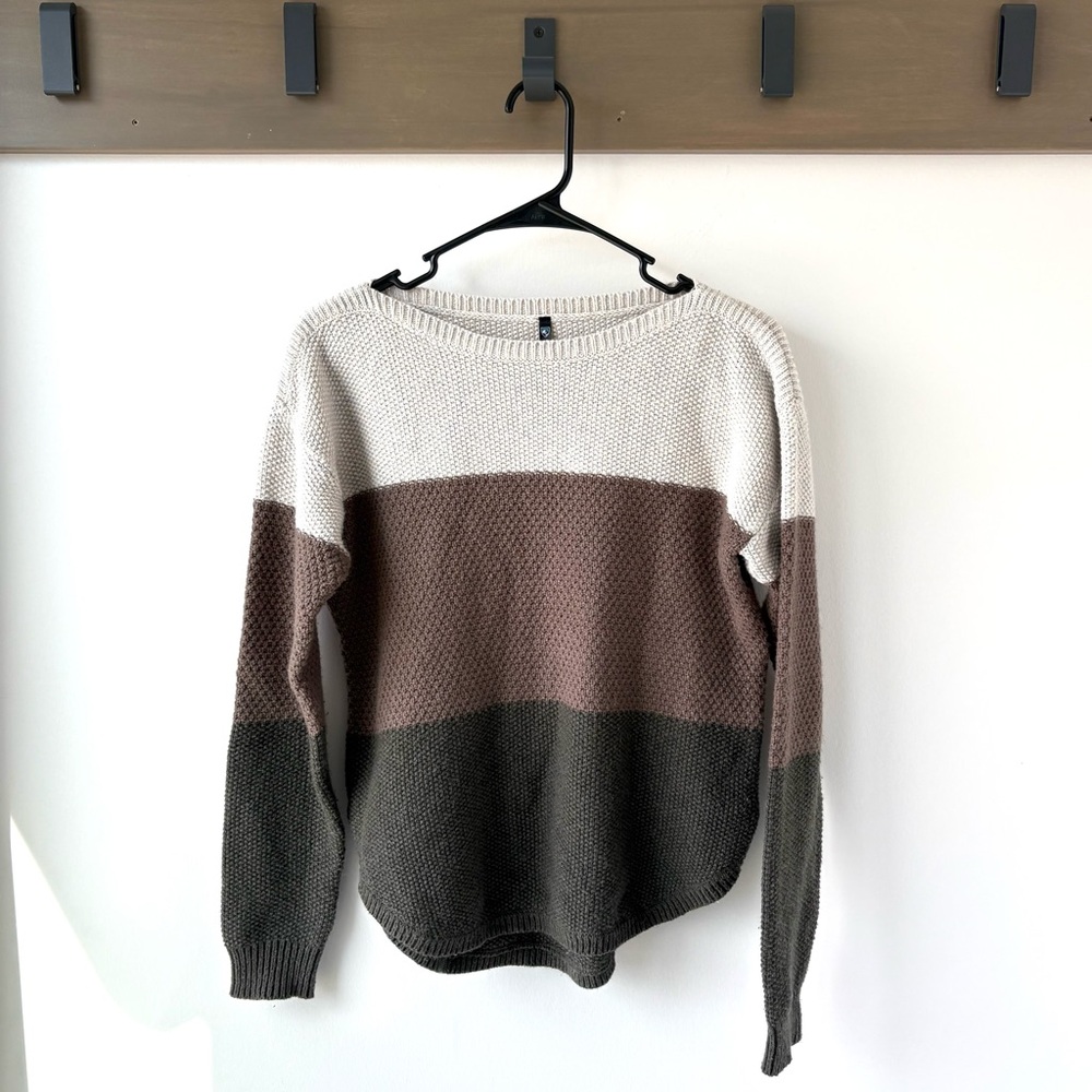 Kuhl Bella Stripe Sweater - Small - Cotton Merino Wool Colorblock Boat Neck Cozy